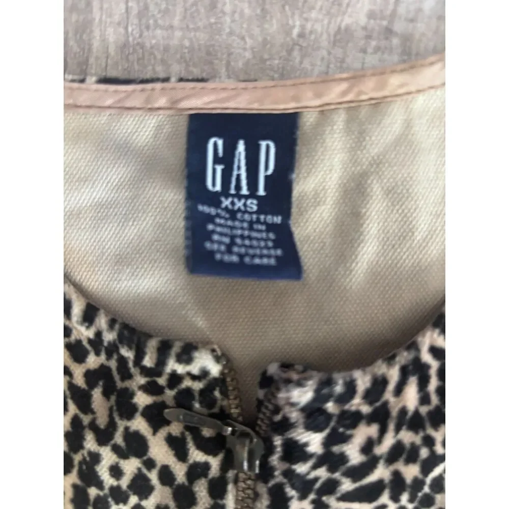 GAP Girls Leopard Faux Fur‎ Vest XXS Zip Up Sleeveless Jacket